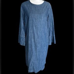 Gap Chambray Denim Sheath Dress with Bell Sleeves Size Large Tall